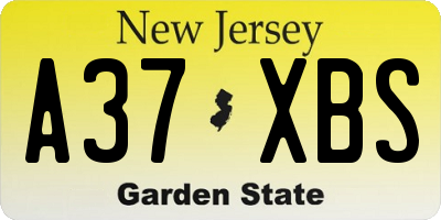 NJ license plate A37XBS