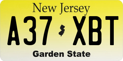 NJ license plate A37XBT