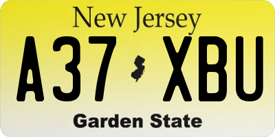 NJ license plate A37XBU