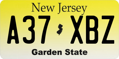 NJ license plate A37XBZ