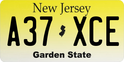 NJ license plate A37XCE