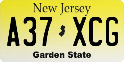 NJ license plate A37XCG