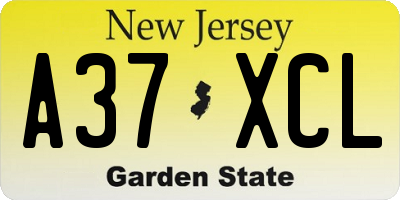 NJ license plate A37XCL