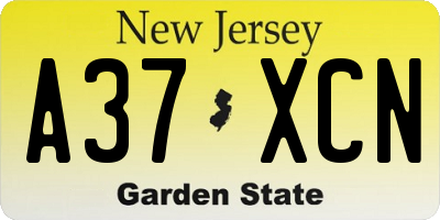 NJ license plate A37XCN