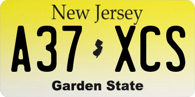 NJ license plate A37XCS