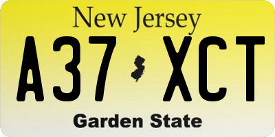NJ license plate A37XCT