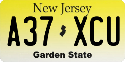 NJ license plate A37XCU