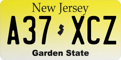 NJ license plate A37XCZ