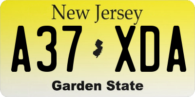 NJ license plate A37XDA