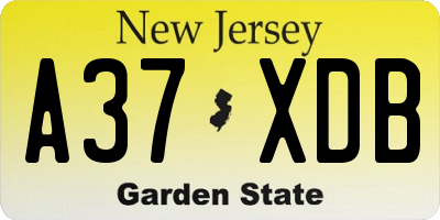 NJ license plate A37XDB