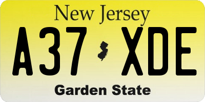 NJ license plate A37XDE