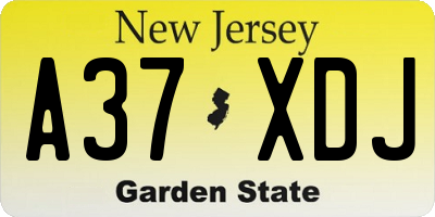 NJ license plate A37XDJ