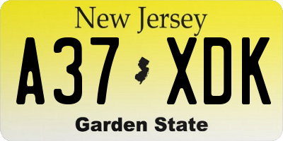 NJ license plate A37XDK