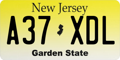 NJ license plate A37XDL