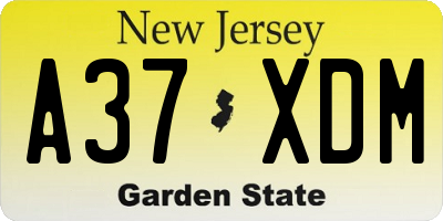NJ license plate A37XDM
