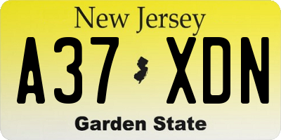 NJ license plate A37XDN