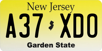 NJ license plate A37XDO