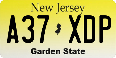 NJ license plate A37XDP