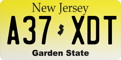NJ license plate A37XDT