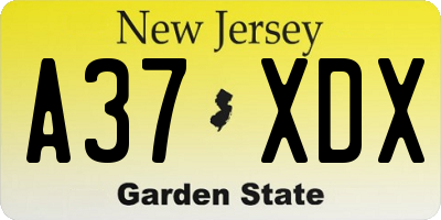 NJ license plate A37XDX