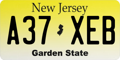 NJ license plate A37XEB