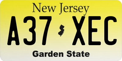 NJ license plate A37XEC