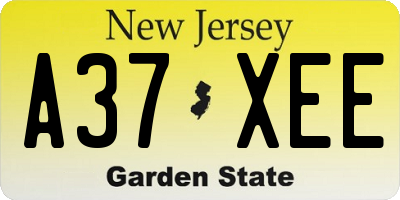 NJ license plate A37XEE
