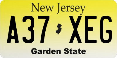 NJ license plate A37XEG