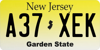 NJ license plate A37XEK