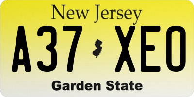 NJ license plate A37XEO