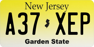 NJ license plate A37XEP