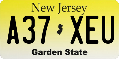 NJ license plate A37XEU