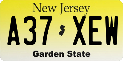 NJ license plate A37XEW