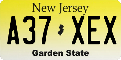 NJ license plate A37XEX
