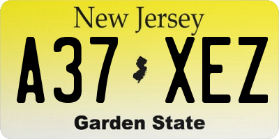 NJ license plate A37XEZ