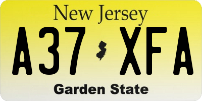 NJ license plate A37XFA
