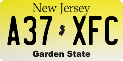 NJ license plate A37XFC