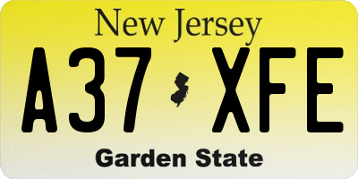 NJ license plate A37XFE