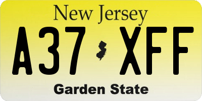 NJ license plate A37XFF
