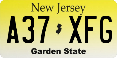 NJ license plate A37XFG