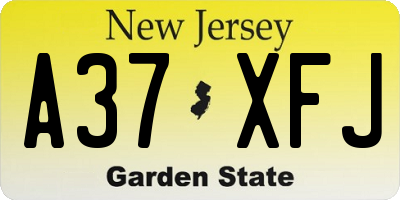 NJ license plate A37XFJ