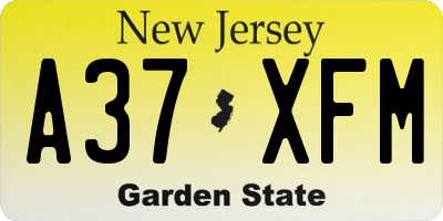 NJ license plate A37XFM