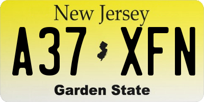 NJ license plate A37XFN