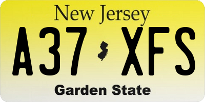NJ license plate A37XFS