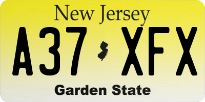NJ license plate A37XFX