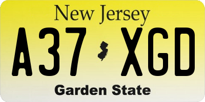 NJ license plate A37XGD