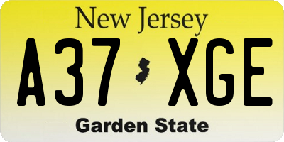 NJ license plate A37XGE