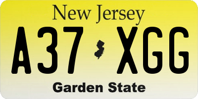 NJ license plate A37XGG