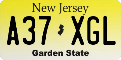 NJ license plate A37XGL
