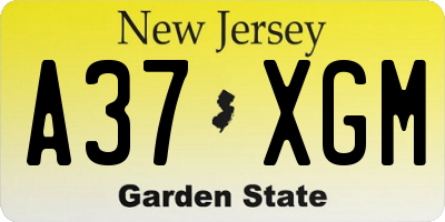 NJ license plate A37XGM